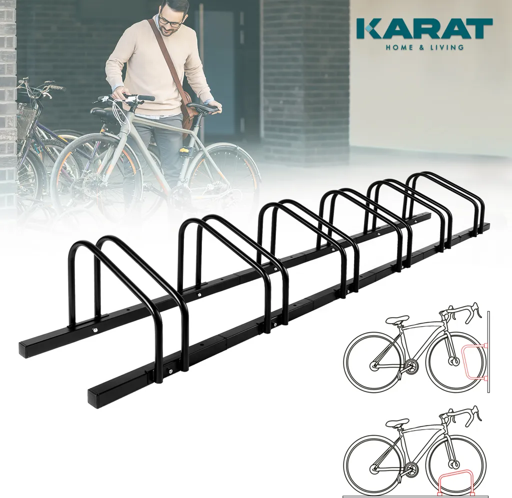 Râtelier à vélos Linus en acier noir - Support multiple pour 6 places