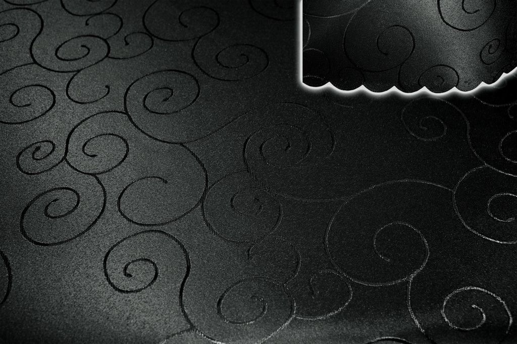 Tischdecke 130x130 cm schwarz damast Ornamente Mitteldecke bügelfrei fleckenabweisend