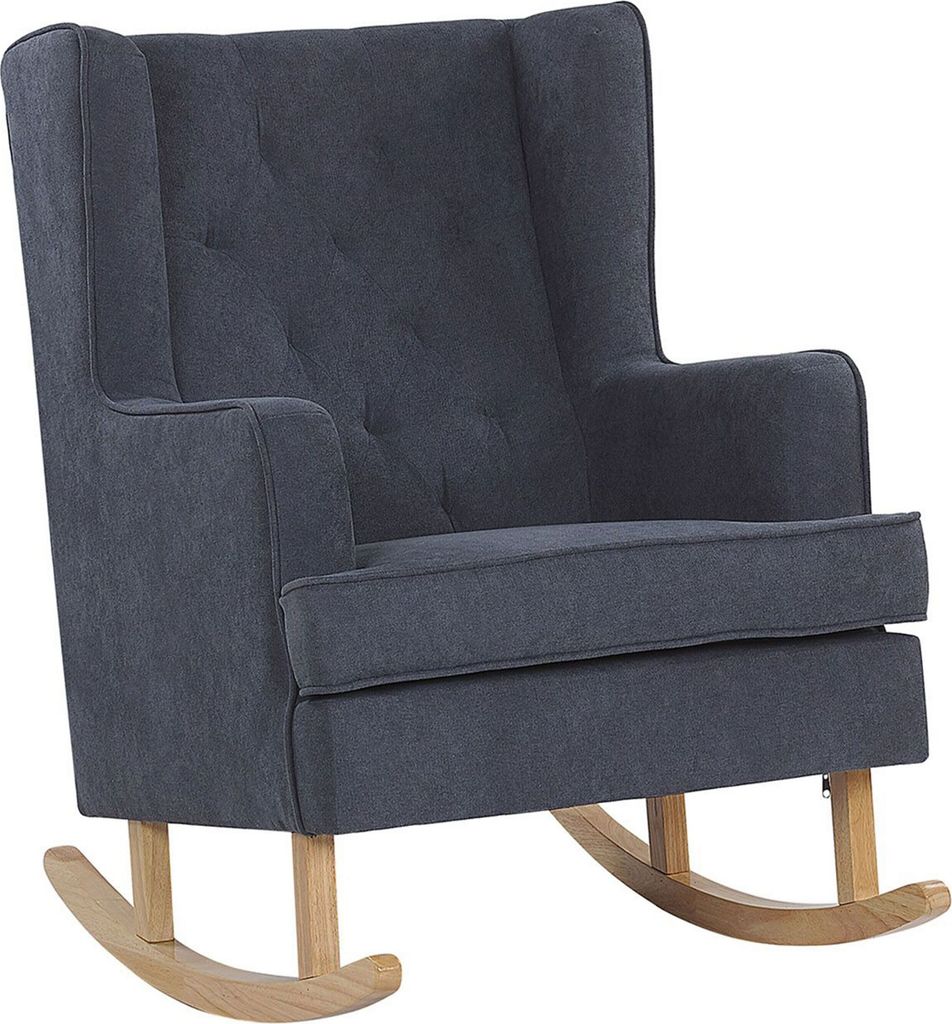 BELIANI Schaukelsessel Grau Polsterbezug mit Armlehnen Holzbeine Chesterfield Look Schlafzimmer Wohnbereich Wohnzimmer