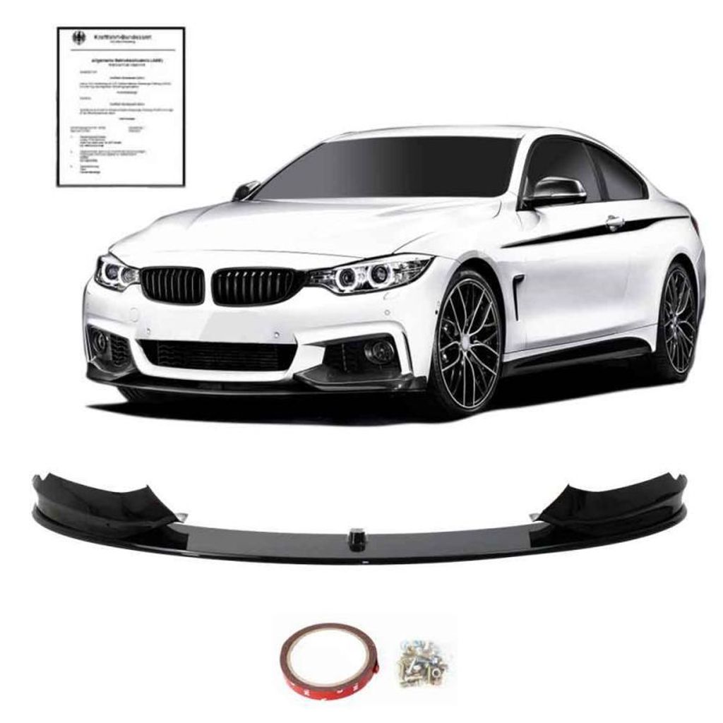 Front Spoiler Ansatz Lippe schwarz glänzend 3tlg passt für BMW 4er F32 F33 F36