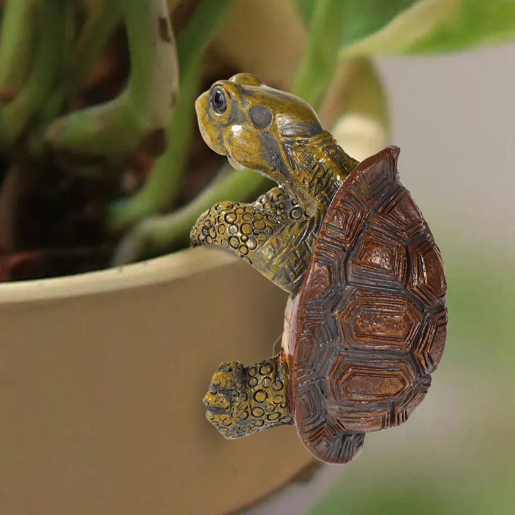 Figurine de Tortue Suspendue pour Pot de Fleurs en Résine - Décor de Jardin