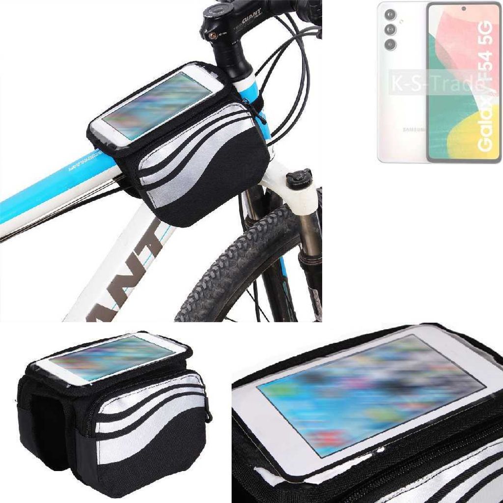 K-S-Trade Rahmentasche Fahrrad-Halterung kompatibel mit Samsung Galaxy F54 5G Rahmenhalterung Fahrrad Handyhalterung Fahrradtasche Handy Smartphone