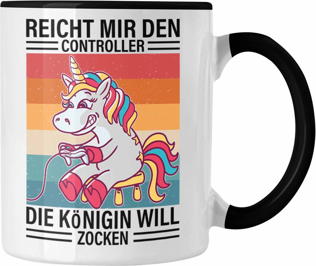 Trendation - Gamer Girl Geschenk Tasse Gaming Geschenkidee Mädchen Tochter Spruch Zockerin (Schwarz)