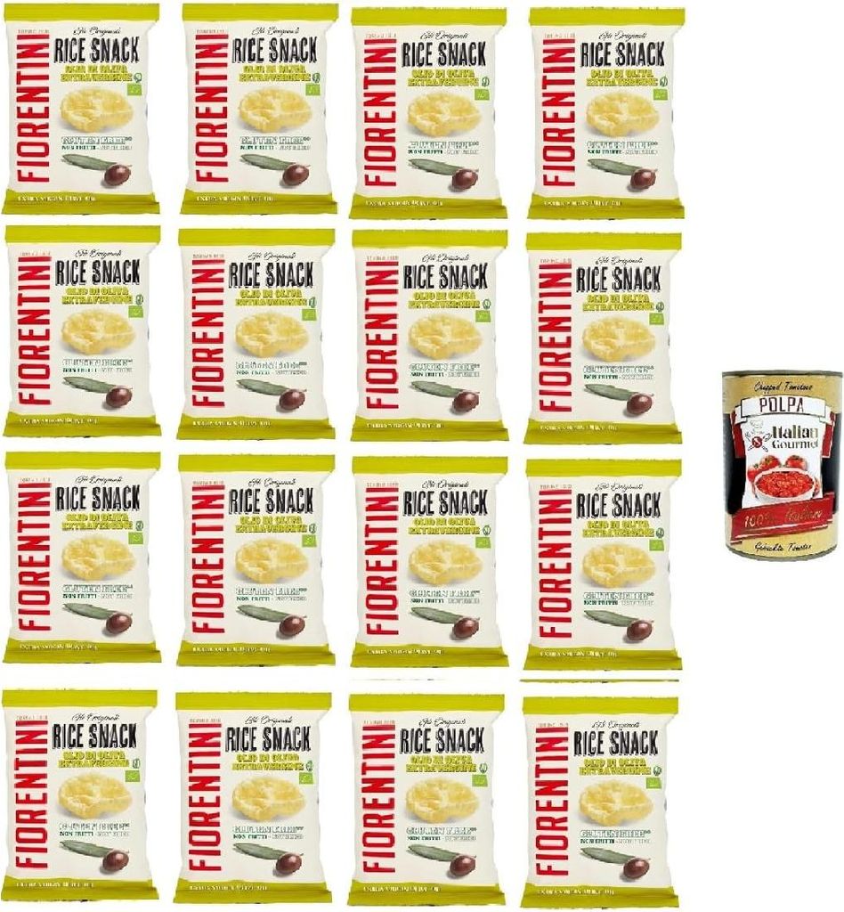 Fiorentini gli Originali Rice Snack Olio di Oliva Extravergine the Original Rice Snack Natives Olivenöl Extra 16x40 g+ Italian Gourmet polpa 400g