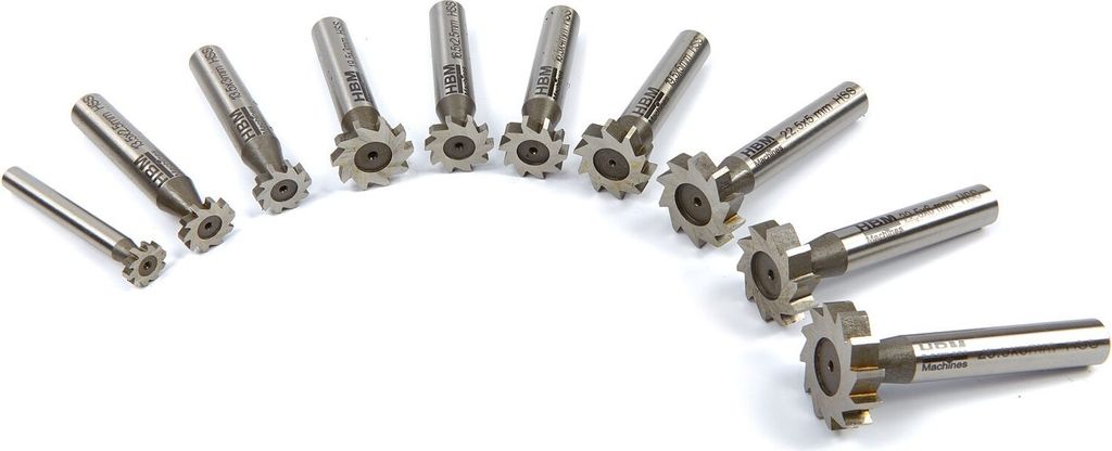 HBM 10-teiliger HSS M-2 T-Nut-Fräsersatz