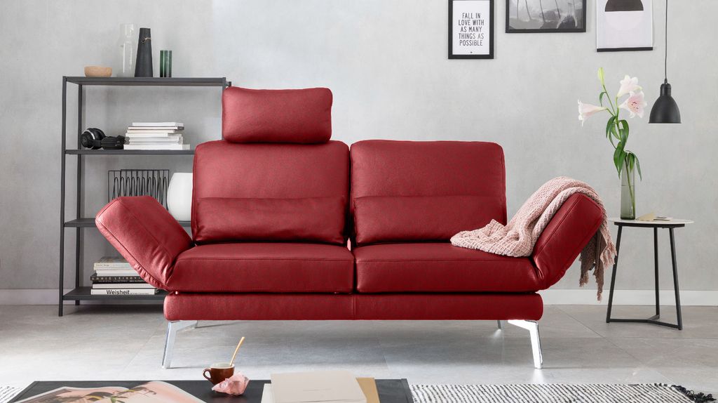 KAWOLA Sofa HURRICANE 2-Sitzer Leder rot