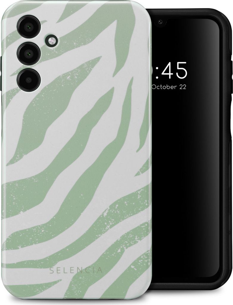 Selencia Vivid Back Cover Samsung Galaxy A15 (5G/4G) - Colorful Zebra Sage Green