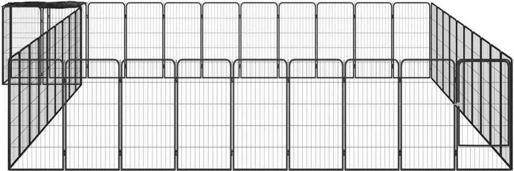 vidaXL 42-tlg. Hundelaufstall Schwarz 50x100cm Stahl Pulverbeschichtet