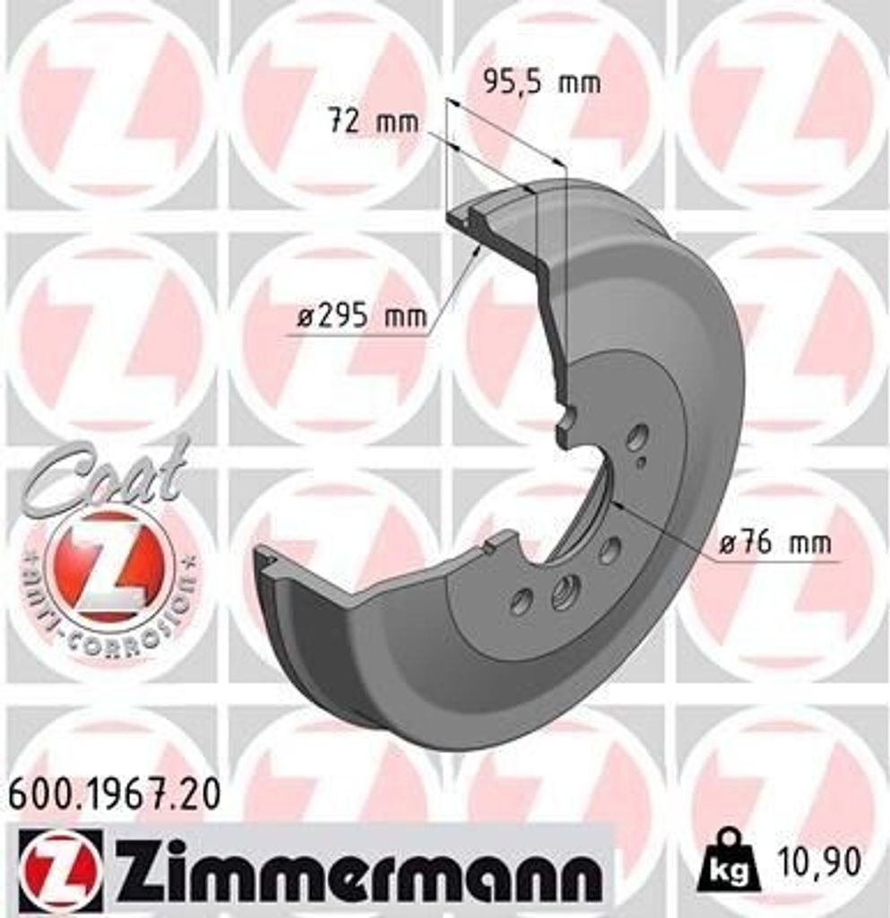ZIMMERMANN 600.1967.20 - Bremstrommel für Amarok