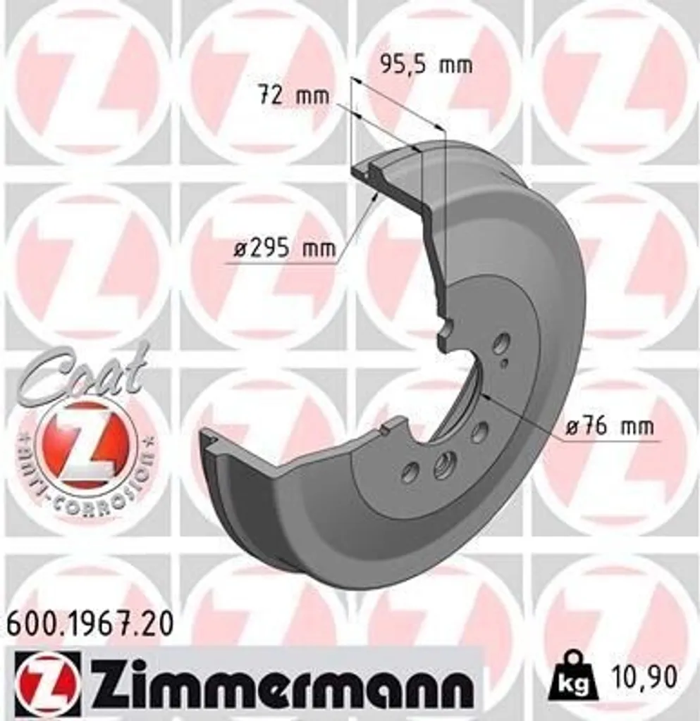 Tambour de frein arrière pour Amarok Zimmermann 600.1967.20 haute qualité