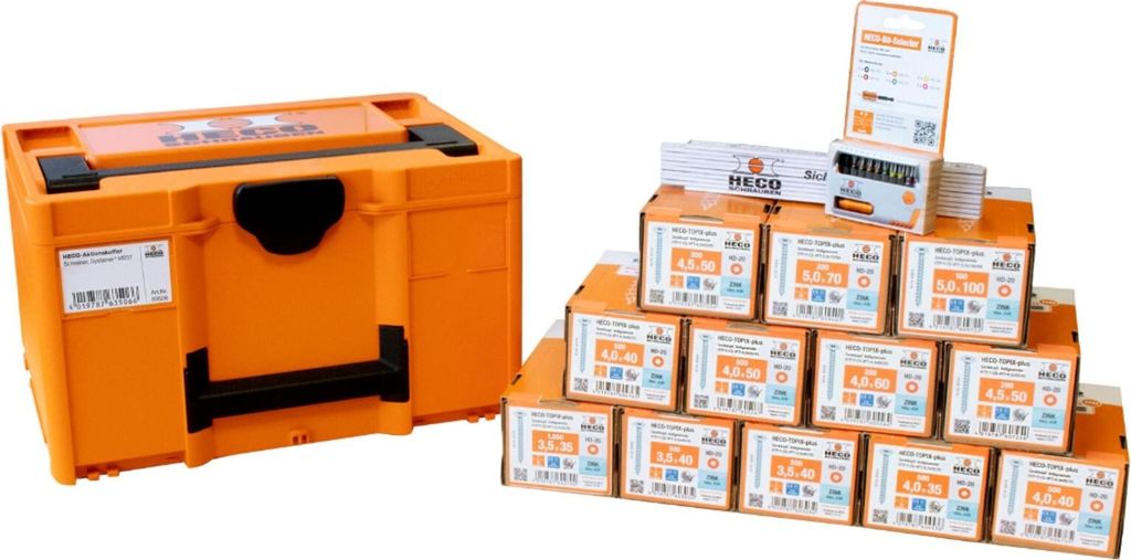 HECO Aktionskoffer "Schreiner", HT-plus Senkkopfschraubensortiment für Schreiner, 4.900 Schrauben mit Zubehör, in Systainer3 M237