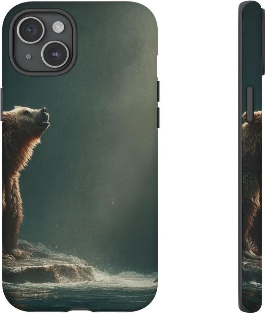 Braunbär am Fluss mit Fisch – Hülle Kompatibel mit iPhone 15 Plus