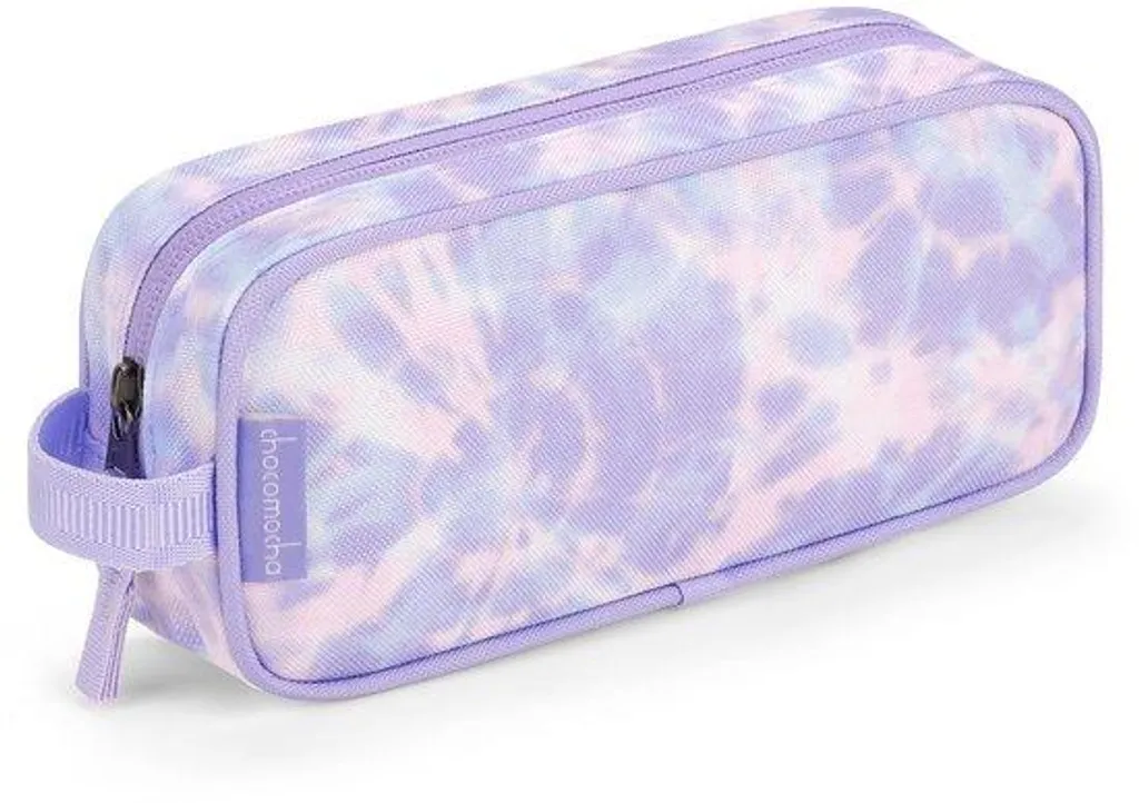 Trousse enfant rose et violette en toile résistante motif tie-dye