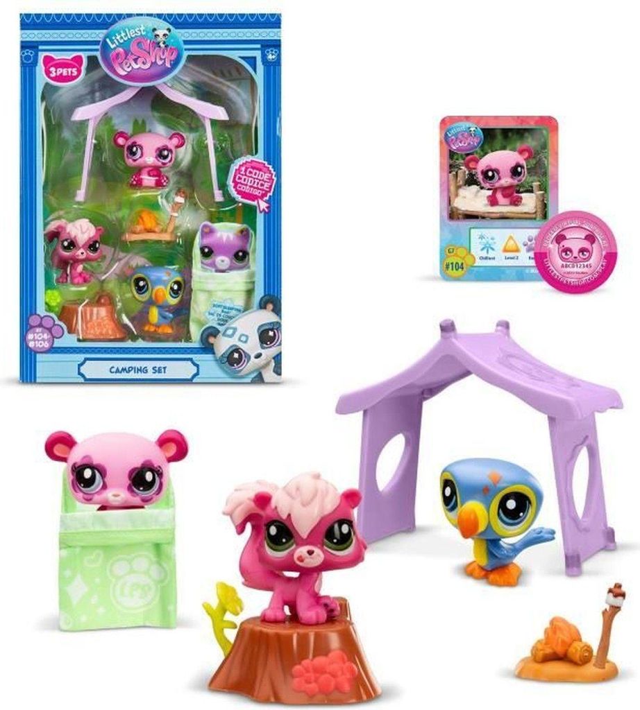 Bandai Spielset Littlest Pet Shop Camping Abenteuer Tierfiguren und Zubehör