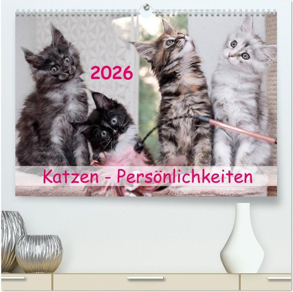 Katzen Persönlichkeiten 2026 (hochwertiger Premium Wandkalender 2026 DIN A2 quer), Kunstdruck in Hochglanz