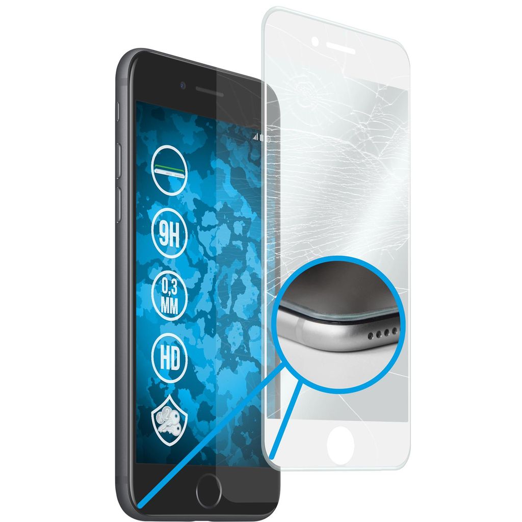 1er-Pack PhoneNatic Glas-Folie klar full-screen mit Silikonrahmen weiß kompatibel mit Apple iPhone 7 / 8 / SE 2020 - Panzerglas für iPhone 7 / 8 ...
