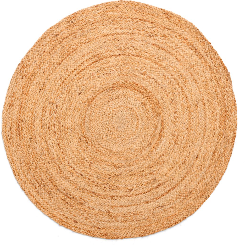 Jute Teppich handgewebt natur - rund / 120 cm - Bodenmatte Läufer Fußmatte ethno boho Style