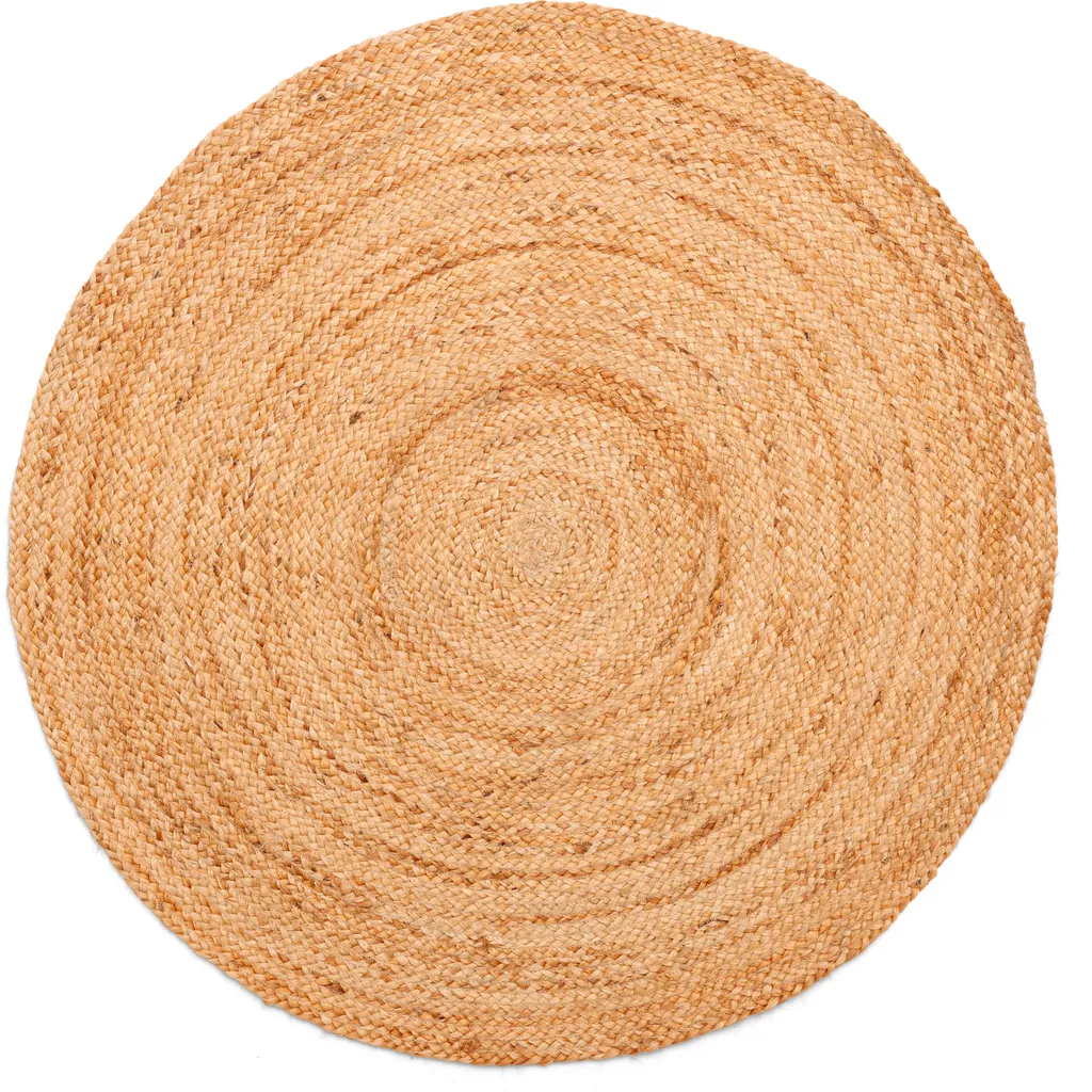 Tapis de course rond en fibre de jute naturelle 120 cm déco ethnique