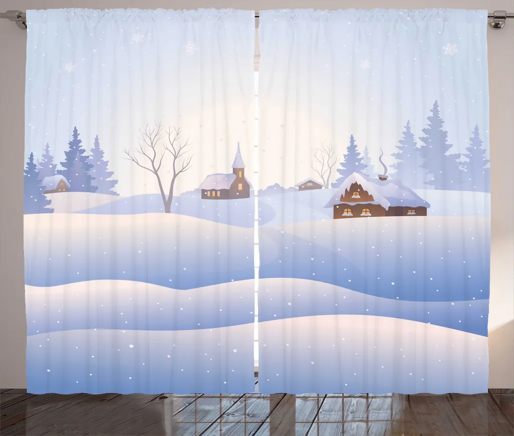 Rideau Occultant Partiel contre les Regards : Décor Paysage de Neige