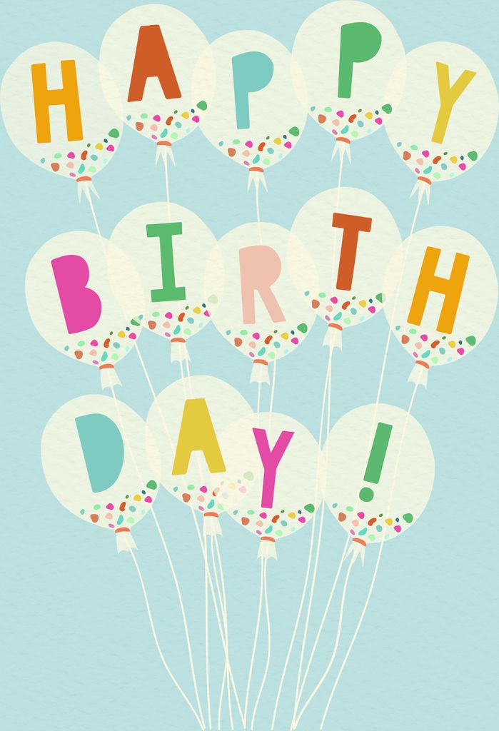 Geburtstag Karte mit Briefumschlag Luftballons mit Buchstaben, Happy Birtday!