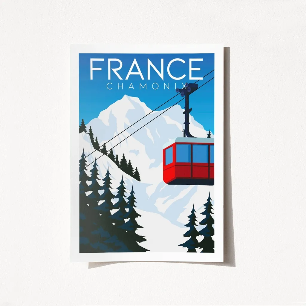 Poster Chamonix France 1993 Décoration Murale Vintage 50x70 Multicolore
