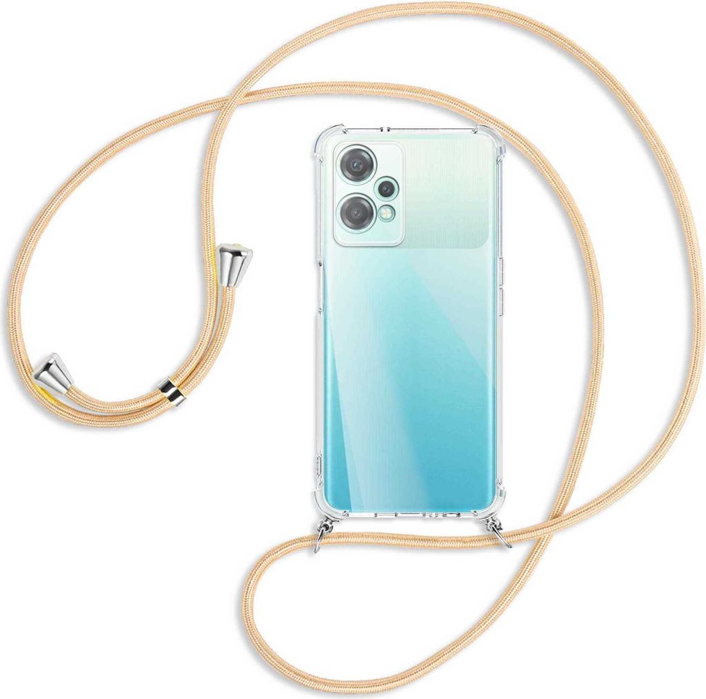 Handykette Backcover-Schutzhülle mit Band (Metall silberfarben) für OnePlus Nord CE 2 Lite 5G (CPH2381) - Goldkordel