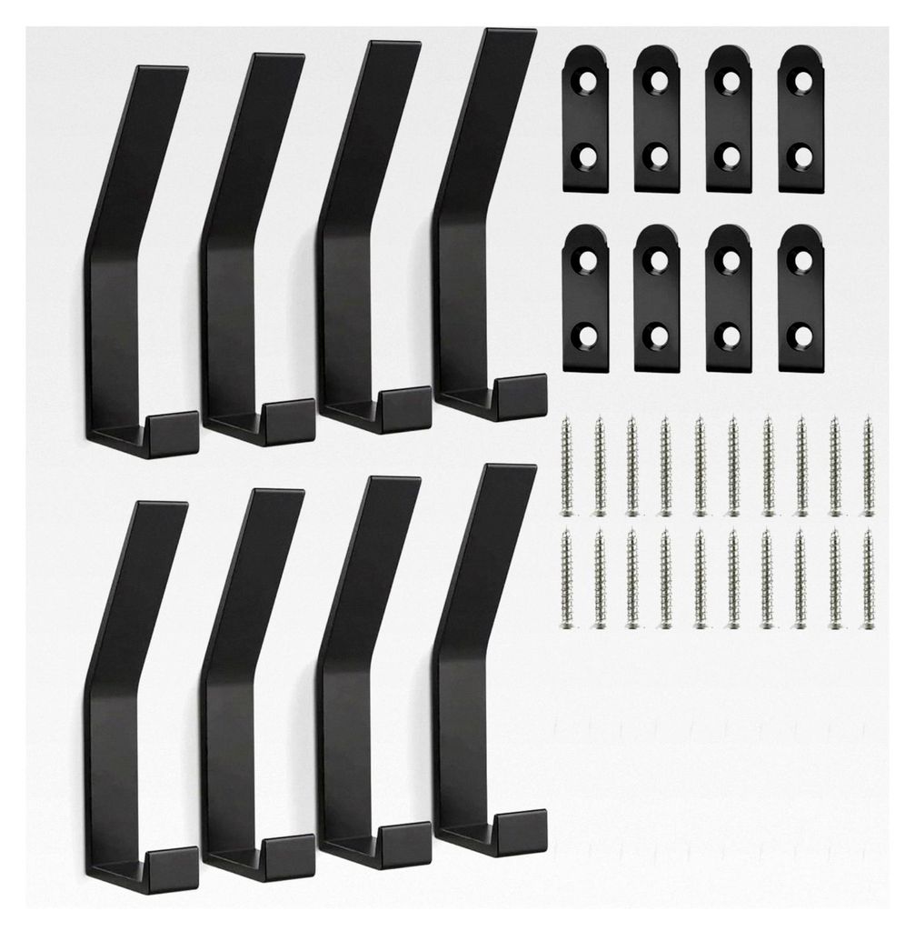 Kleiderhaken Wand Garderobenhaken Schwarz 8 Stück, Moderne Garderobenleiste Wand Handtuchhaken zum Bohren für Jacken Mäntel Schals Handtaschen