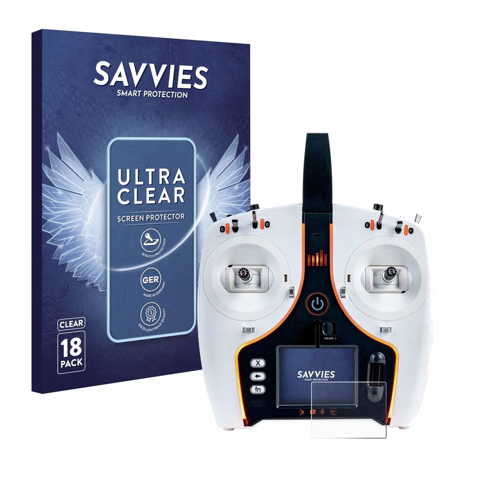 18x Für Spektrum NX7e 7-Channel DSMX Transmitter Schutzfolie Savvies Displayschutz Display Schutz Folie Klar Transparent