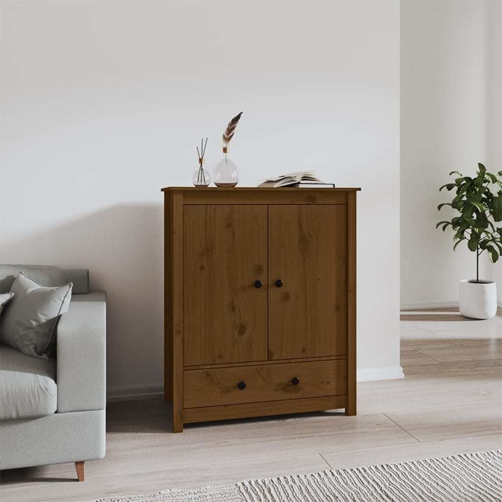 "2026 Promotion" Highboard/Vitrine/Beistellschrank - Honigbraun 83x41,5x100 cm Massivholz Kiefer - Kommoden CC28954