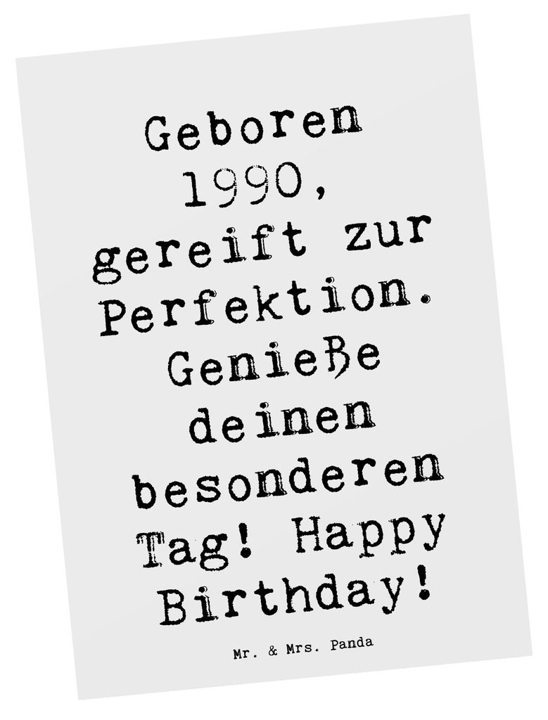 Mr. & Mrs. Panda Motivkarte Spruch 1990 Geburtstag - Weiß - Geschenk, Grußkarte, Kunstkarten, Ansichtskarte, Happy Birthday, Alter, besonderen Ta...