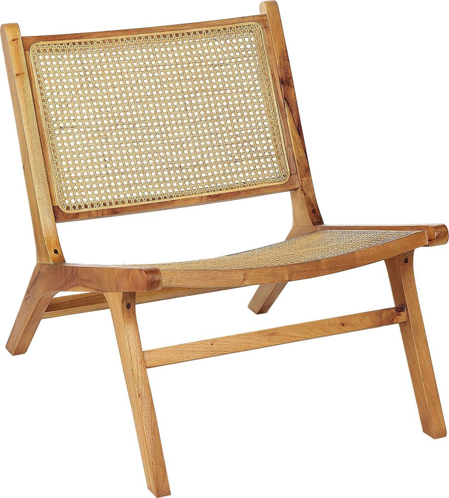 BELIANI Stuhl helles Holz Mahagoni Rattan natürliches Geflecht Rückenlehne Minimalist Wohnzimmer Esszimmer