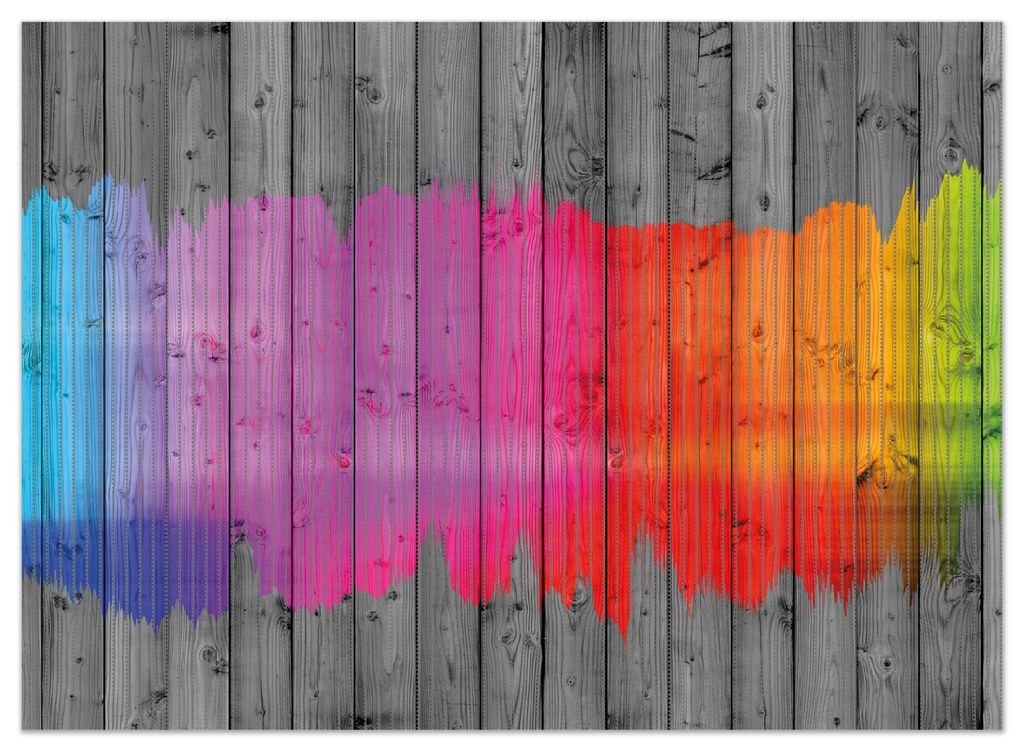 Wallario Duschmatte Antirutschmatte Badmatte Fußmatte Holzpaneel - Bemaltes buntes Holz, Größe ca. 90 x 65 cm