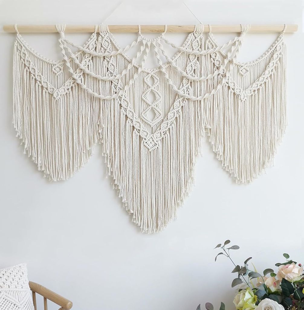 Großer Makramee-Wandbehang - Boho-Wanddekoration - große Produktbild 