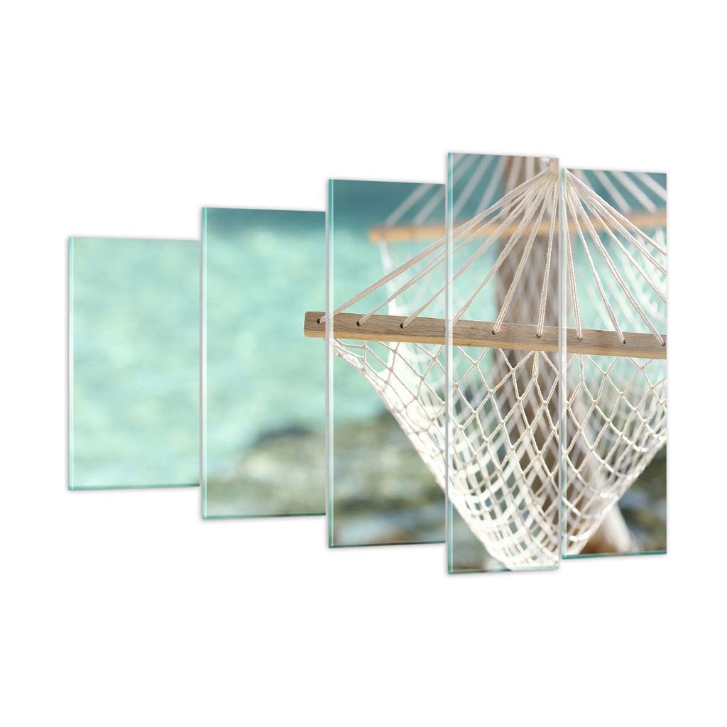 Bilder auf glas - Reise hängematte tropisch strand - 150x100cm - Glasbilder - Wandbilder - Kunstdruck - Wanddekoration aus Glas - Glas Bilder - Wa...