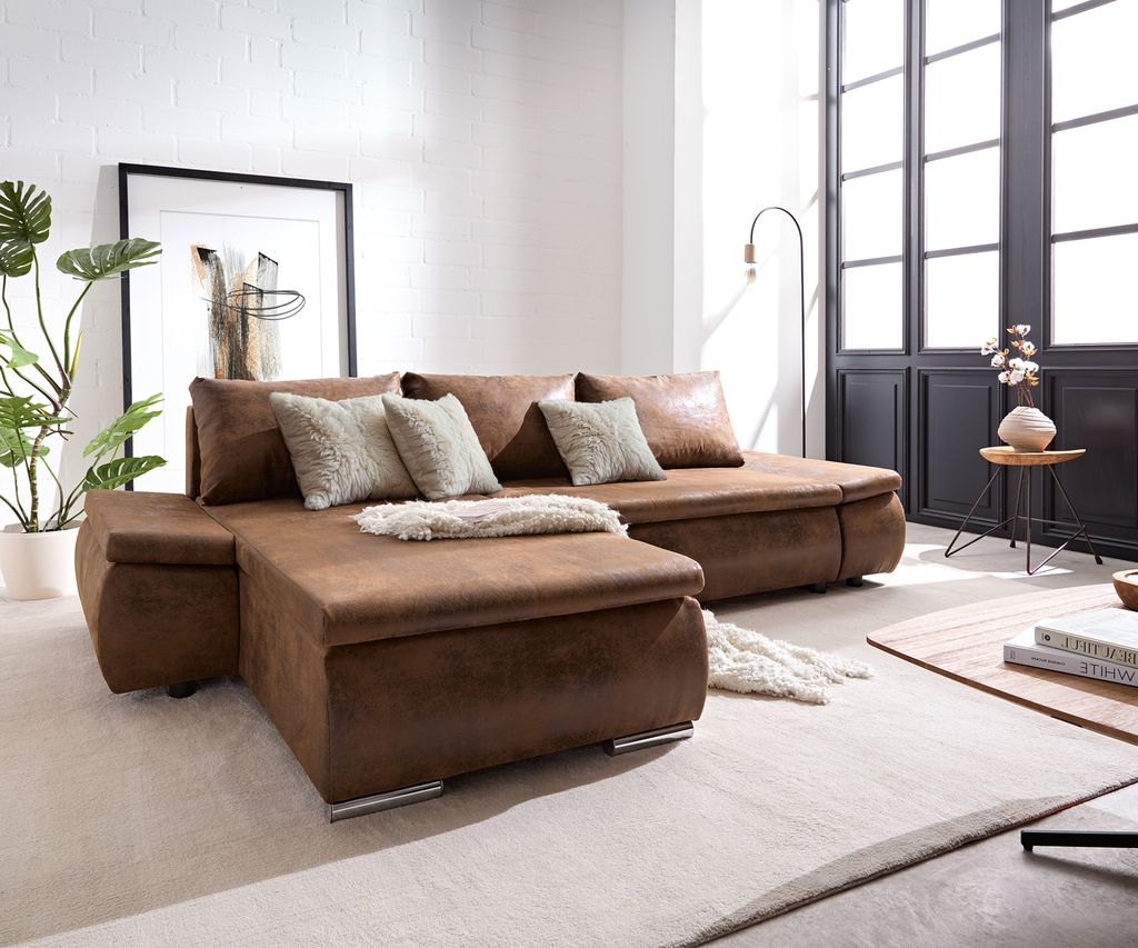DELIFE Ecksofa Abilene 260x175 cm Braun Ottomane variabel Produktbild 