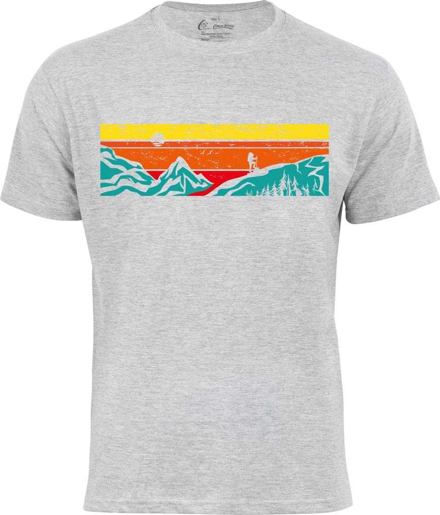 Cotton Prime T-Shirt mit Bergen Lets Hiking XXL grau