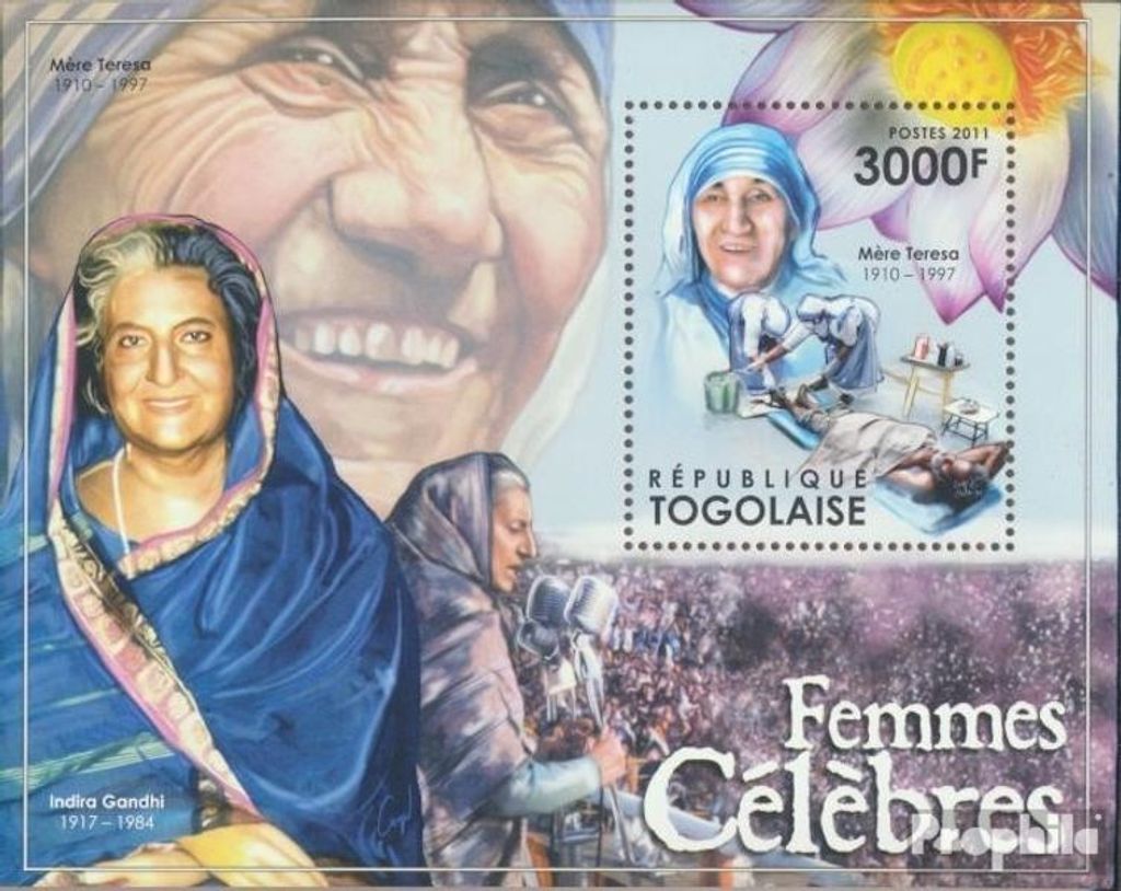 Briefmarken Togo 2011 Mi Block 665 (kompl. Ausgabe) postfrisch Berühmte Frauen (Mutter Teresa)