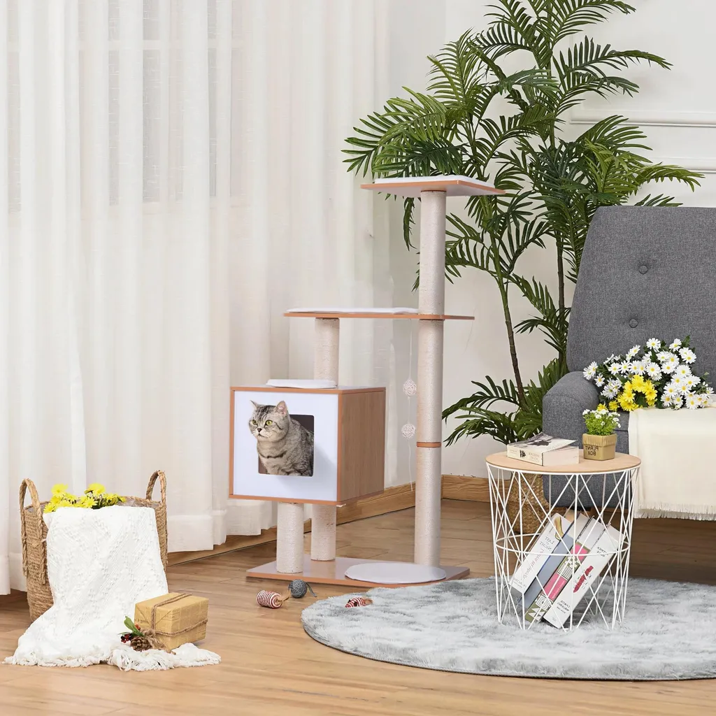 Arbre à chat robuste 120cm - Troncs en sisal et structure MDF durable