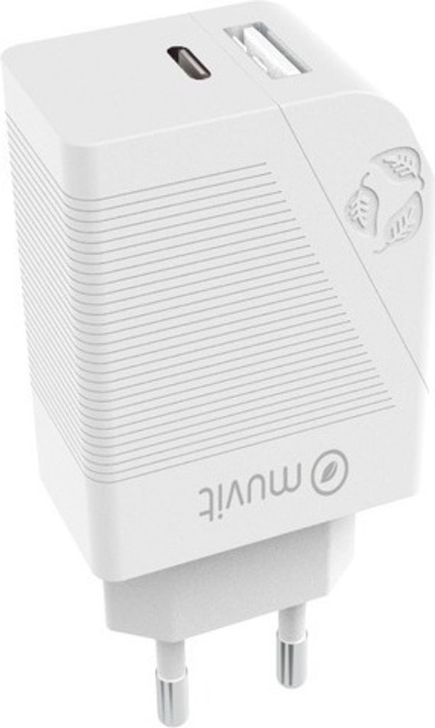 Muvit für Wechselladegerät dewall 1 usb qc 3.0 18w+1 type c pd 20w white