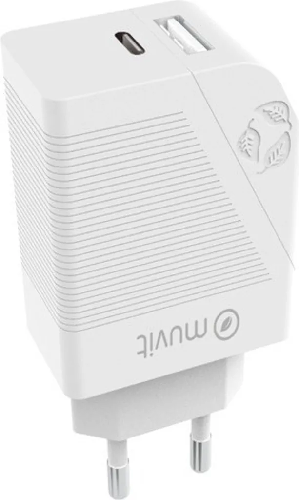 Caricatore Muvit Universale PD 20W + QC 18W - Bianco da Viaggio