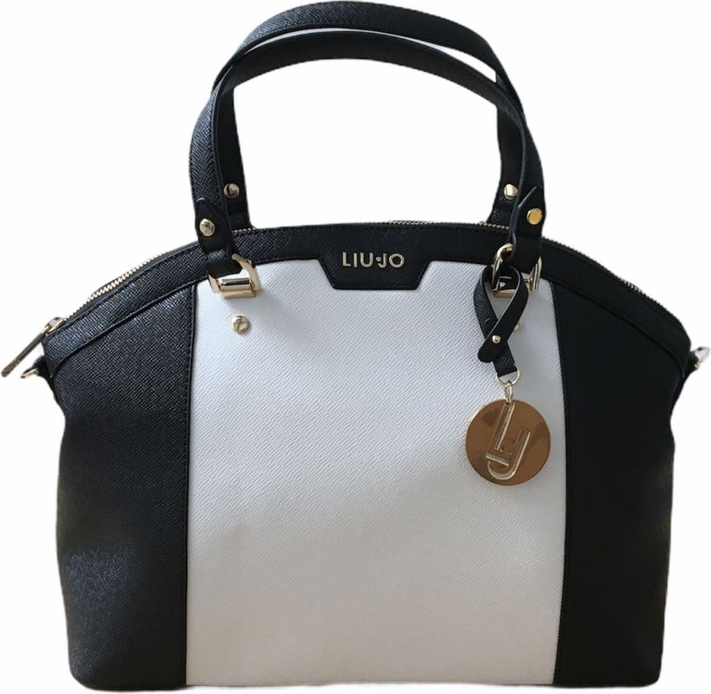 Liu Jo Handtasche Damen Shopper Kunstleder Stoff Schwarz Weiß N16246E0087-03Q54