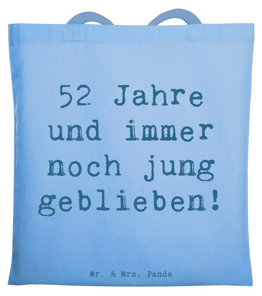 Mr. & Mrs. Panda Baumwolltasche Spruch 52. Geburtstag Jung geblieben - Sky Blue - Geschenk, Freude, Happy Birthday, liebevoll handgefertigt, Einkau...