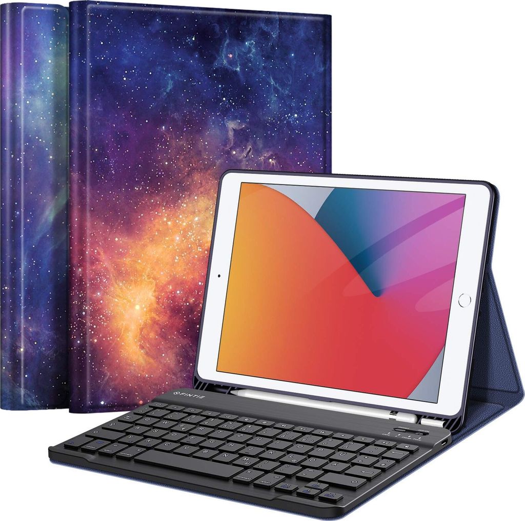 Fintie Tastatur Hülle für iPad 10.2 Zoll (9/8/ 7 Generation - 2021/2020/2019), Schutzhülle mit TPU Rückschale, Pencil Halter und magnetisch Abn...