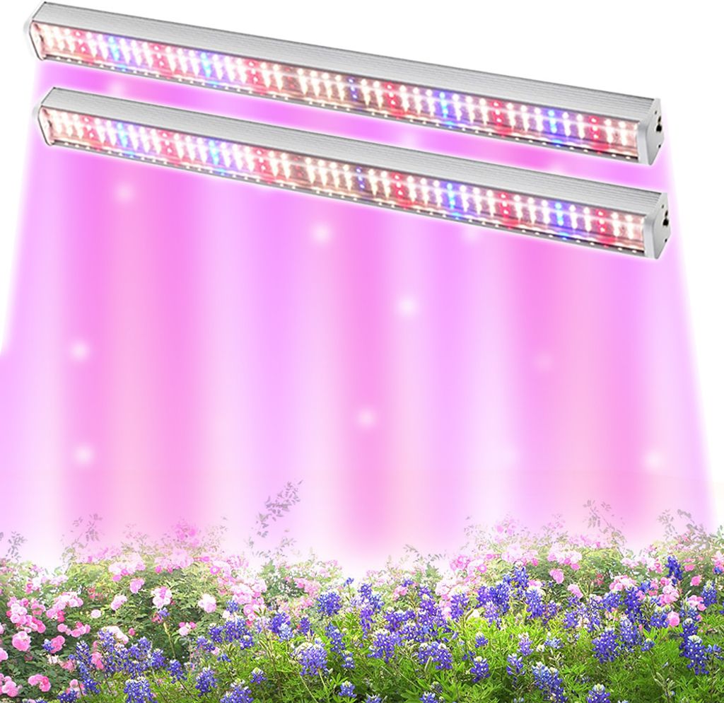 2 Stück 53cm Pflanzenlampe Led Vollspektrum Sonnenlicht Grow Light, 50W 288Leds Anschließbare Wachstumslampe Pflanzen Anzucht Pflanzenlicht