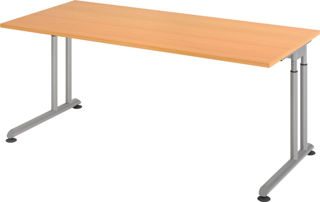 bümö Schreibtisch Serie-Z - Gestell: Silber, Nachbildung: Buche, Größe: 180 x 80 cm