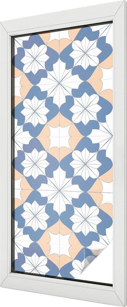 Buntglas Fensterfolie – 116x50 cm – Stained-Glass Design – blickdichte dekorative Sichtschutzfolie – selbstklebend, UV-Schutz – Symmetris...