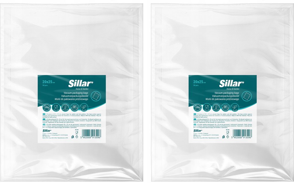 Two identical packages of vacuum seal bags are shown side-by-side against a white background.