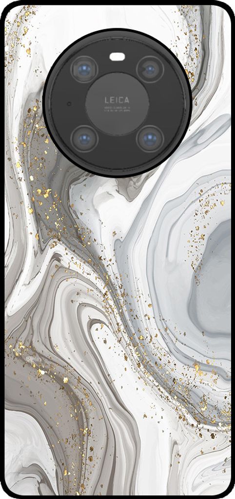 Smartphonica Handytasche geeignet für Huawei Mate 40 Pro mit Marmordruck - TPU zurück Abdeckung Fall Marmor Design - Silber
