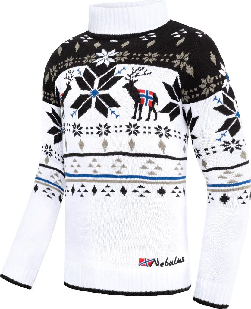 Nebulus Norweger Strickpullover STAG Herren, lässiger Pullover , vielseitig , P6170 - Herren, weiß-schwarz, M