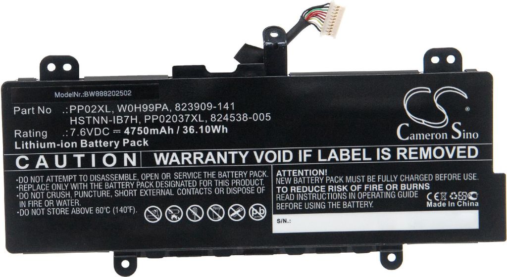 vhbw Akku kompatibel mit HP Pavilion 11-S003TU, 11-S001TU, 11-S002TU Notebook (4750 mAh, 7,6 V, Li-Ion)